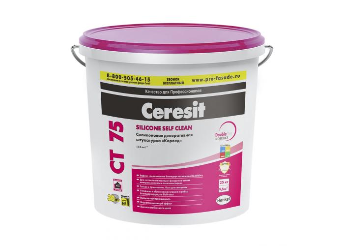 Декоративная штукатурка Ceresit / Церезит CT 75 силиконовая короед, 2 мм, 25 кг